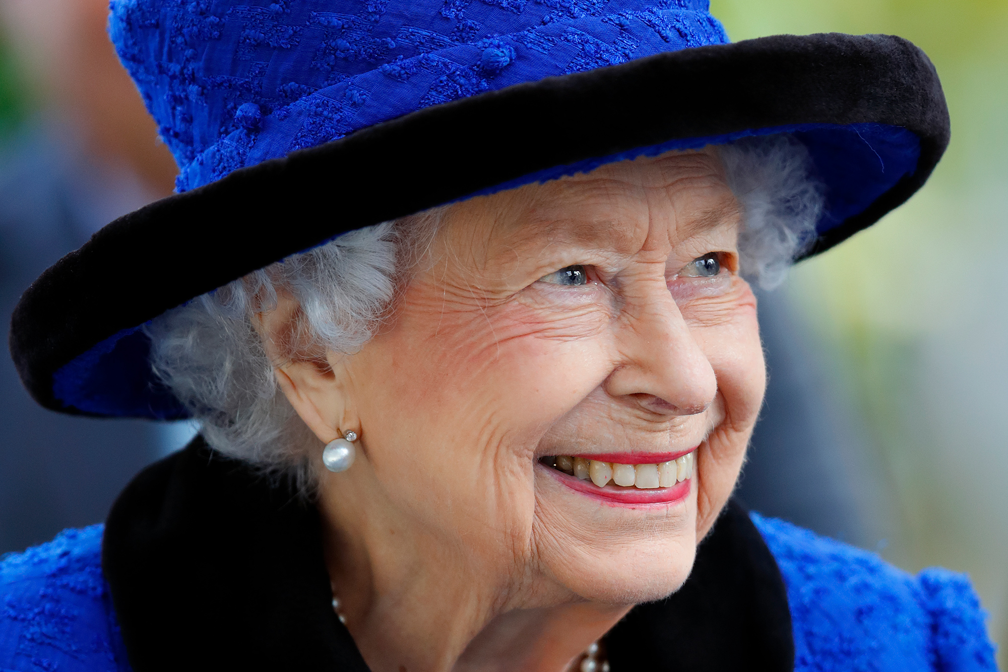 Up close shot of Queen Elizabeth smiling